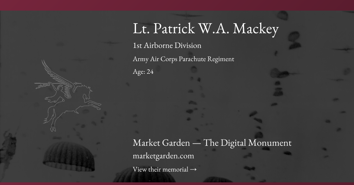 Lt. Patrick W.A. Mackey - Army Air Corps Parachute Regiment | Market ...